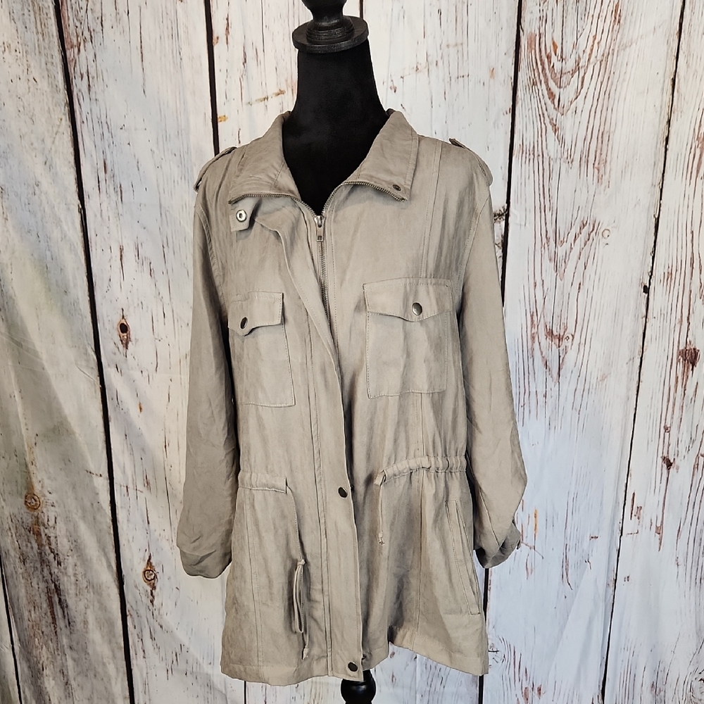 Staccato Dove Gray Shacket Duster Utility Jacket L